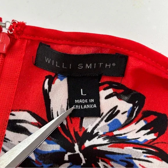 Willi Smith Red Floral Sleeveless Blouse Women’s Size Large Layered Hem Tank Top - Picture 9 of 11